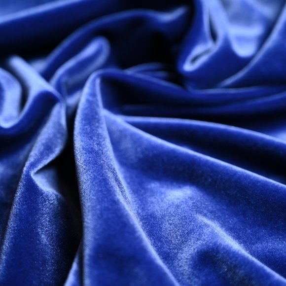 💗HOST PICK💗 Blue Velvet Top with Mock Neck and Short Sleeves- Petite L - Picture 3 of 6